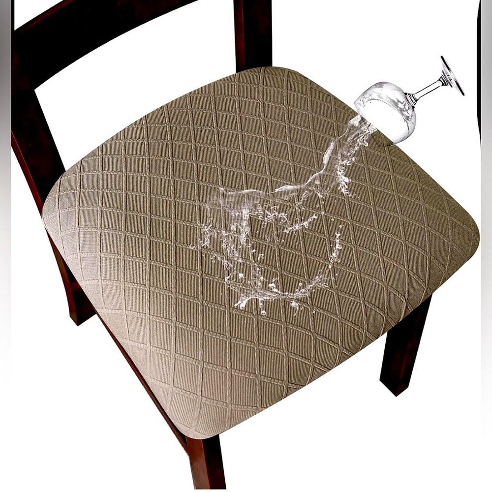 4~Waterproof Seat Covers Dining Room Chairs Kitchen Covers Khaki/Tan/Taupe color